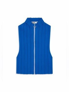 NWT OPEN YY PLEATED ZIP KNIT VEST, BLUE SIZE 3